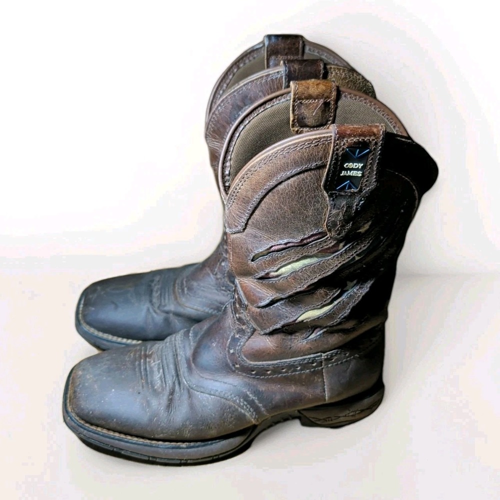 Cody James Leather‎ Square Toe Boots Mens 8.5D MLBF-3 RN#138823 USA Flag